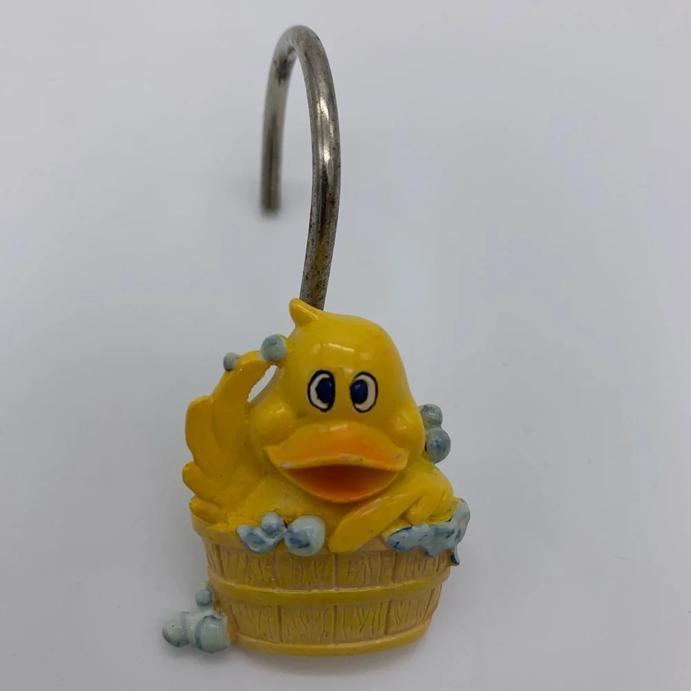 Vintage 9 Pcs Yellow Ducklings Shower Curtain Rings